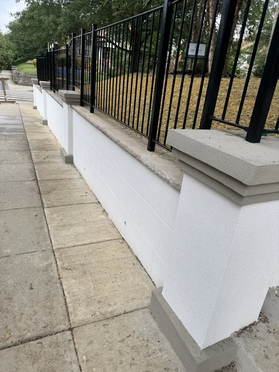 Tall retaining wall with compacted backfill in Virginia
